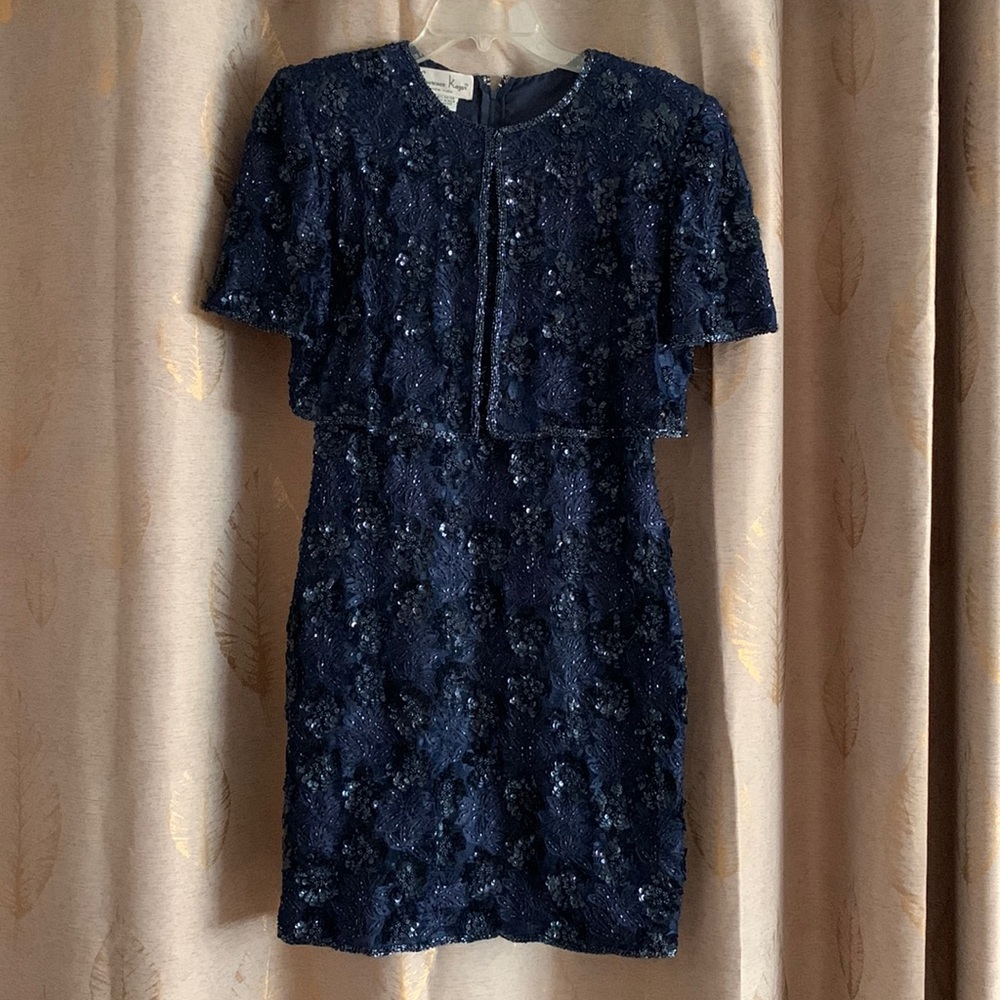 Laurence Kazar Sequined Knee-Length Dress